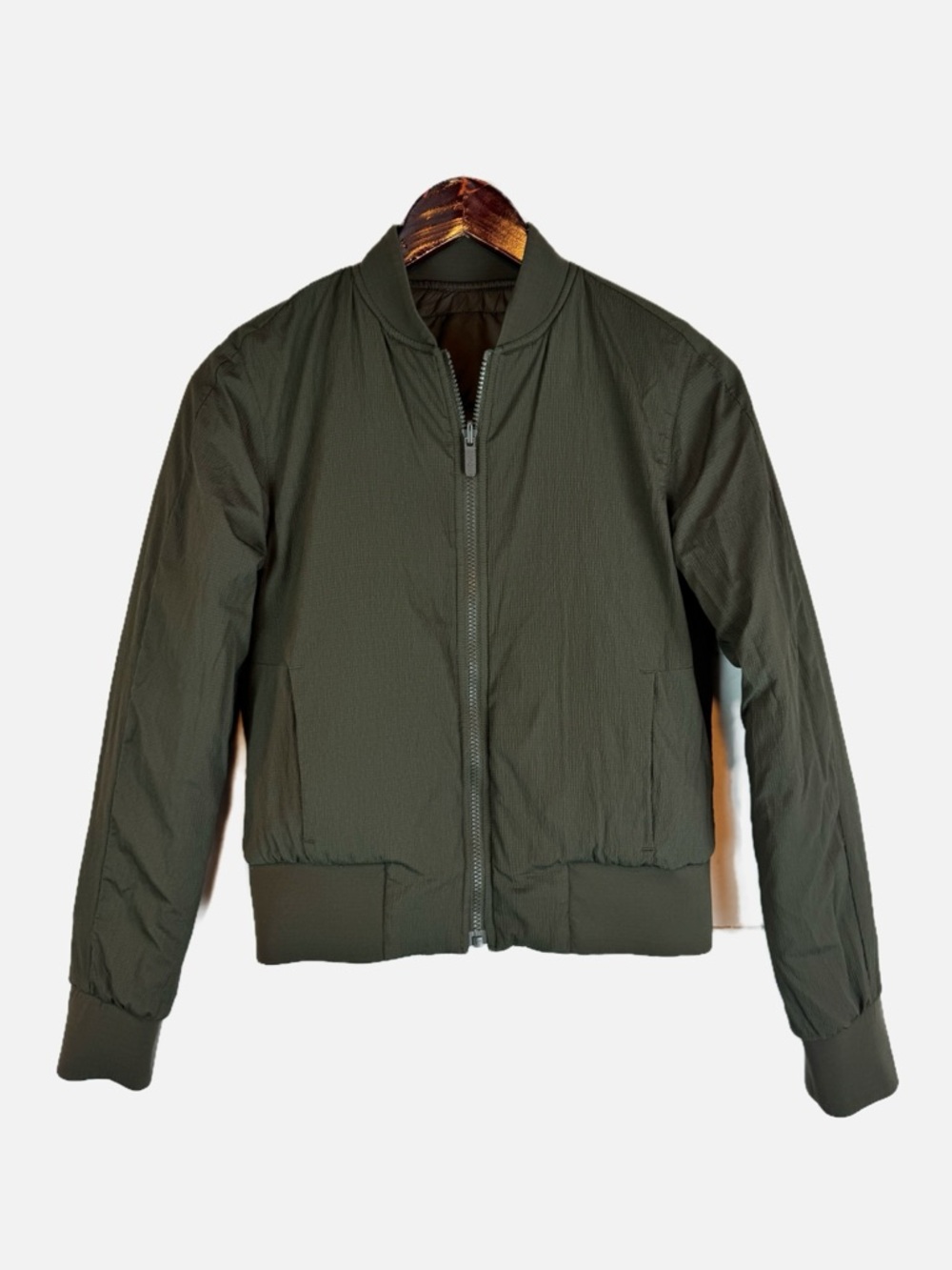 lululemon | Olive Green Reversible Quilted Puffer Bomber Jacket, 4 - Picture 12 of 16